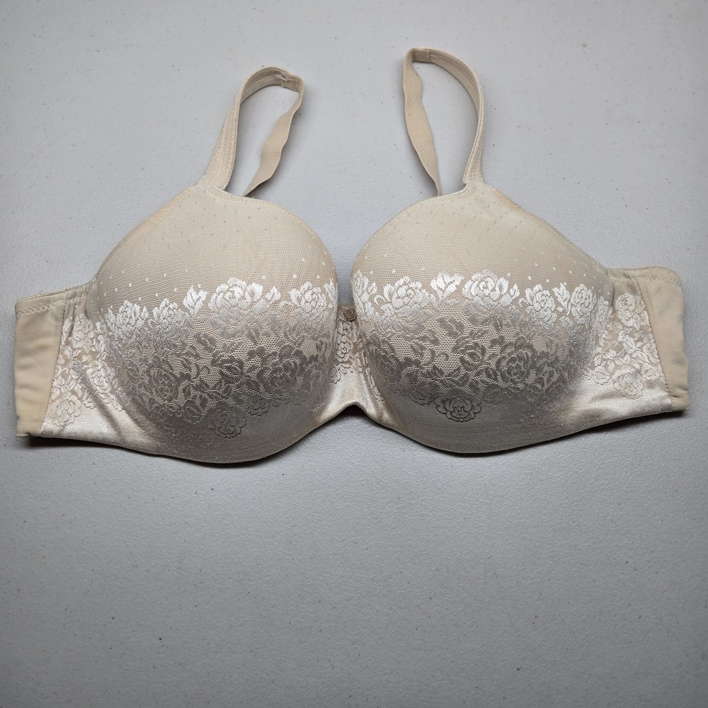 Soma Women Bra 44D Beige Floral Slimming Support T Shirt Underwired Lace‎